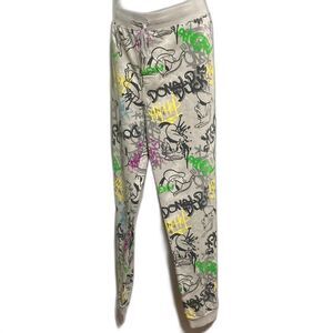 DISNEY PARKS Donald Duck Graffiti Art Pajama Lounge Sweatpants Pants Mens Large